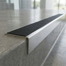 DDA Rake Back Anti-Slip Aluminium Stair Nosing for Vinyl & Lino Flooring UK