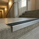 Heavy-Duty Aluminium Non-Slip Stair Nosing – 66×32mm Straight Edge Trim with PVC Insert – UK