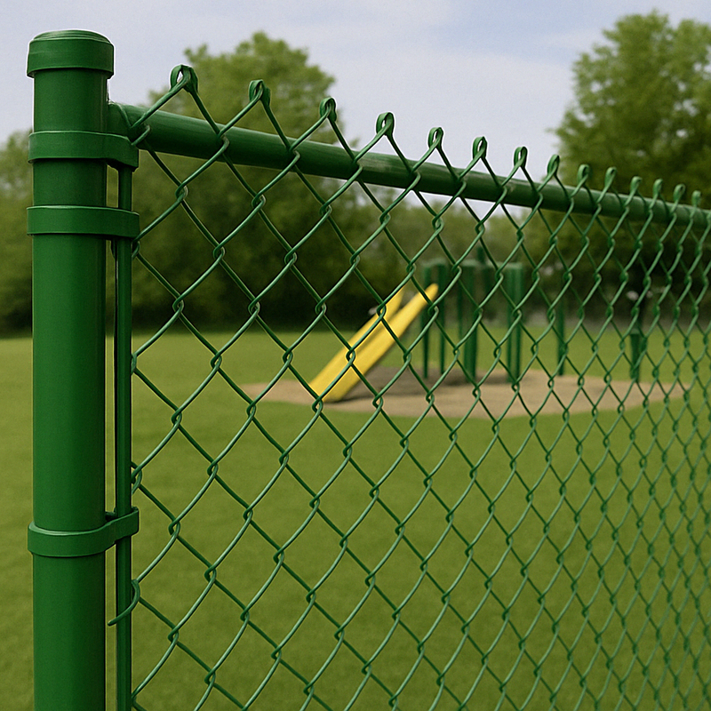 Green PVC Coated Chain Link Fence – 2400mm (8ft) Galvanized Steel Roll
