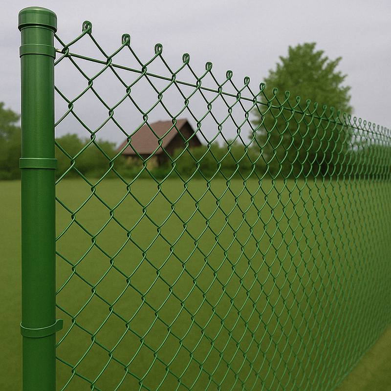Green PVC Coated Chain Link Fence – 2400mm (8ft) Galvanized Steel Roll