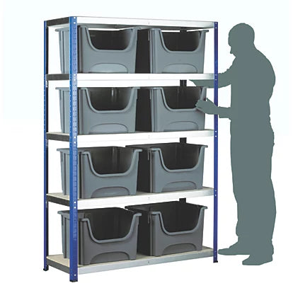 Industrial Grade 5-Tier Powder-Coated Steel Shelving With Containers