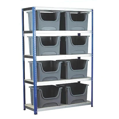 Industrial Grade 5-Tier Powder-Coated Steel Shelving With Containers