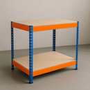 Heavy Duty 2-Tier Steel Workbench 90 cm (600 kg Load Capacity) | Boltless Adjustable Shelves for Garage, Workshop & DIY