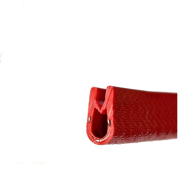 Durable PVC Medium Red Protective Edge Trim with Steel Spine - RV and Safety Applications