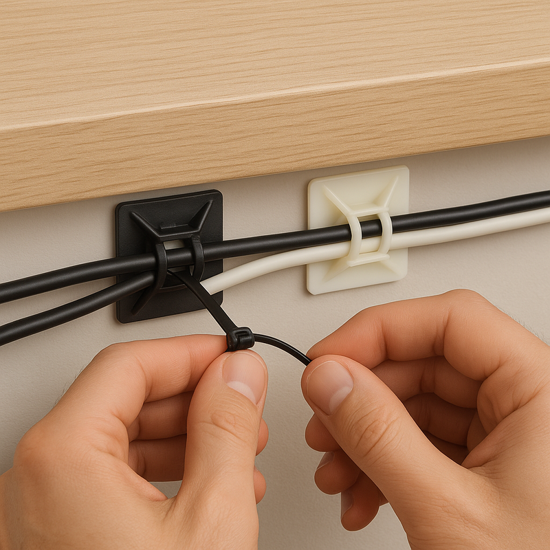 Premium Cable Tie Mount Bases 25mm Strong Adhesive Screw Fixing Fits 4.8mm Ties Ideal for Home Office Industrial