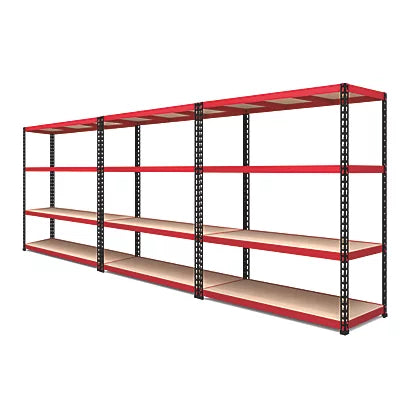 Industrial Powder-Coated Steel Shelf Units For Garages & Workshops - 3 Pack