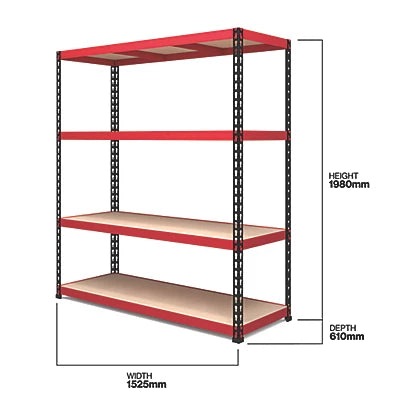 Industrial Powder-Coated Steel Shelf Units For Garages & Workshops - 3 Pack