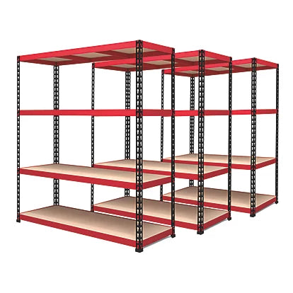 Industrial Powder-Coated Steel Shelf Units For Garages & Workshops - 3 Pack