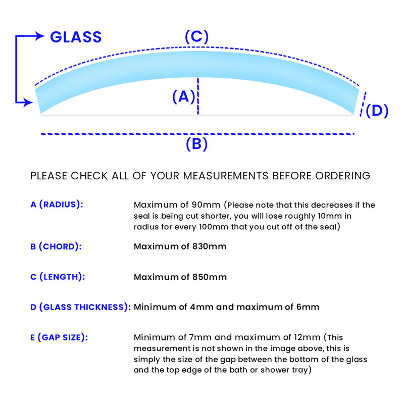 High-Quality Clear PVC Shower Seal for Curved Glass 4-6mm Thickness