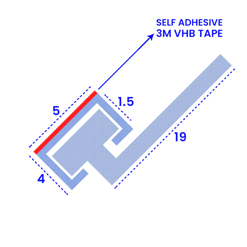 Straight Glass Shower Seal 3M VHB Tape & T-Channel Compatibility