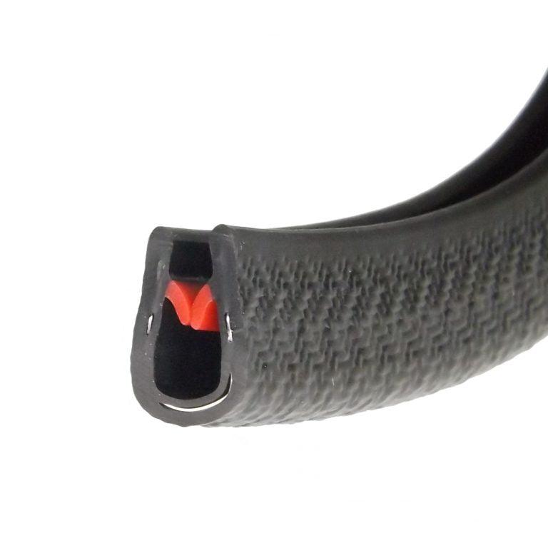 Standard PVC Black Protective Edge Trim with Red Fins for Safety & Edge Protection