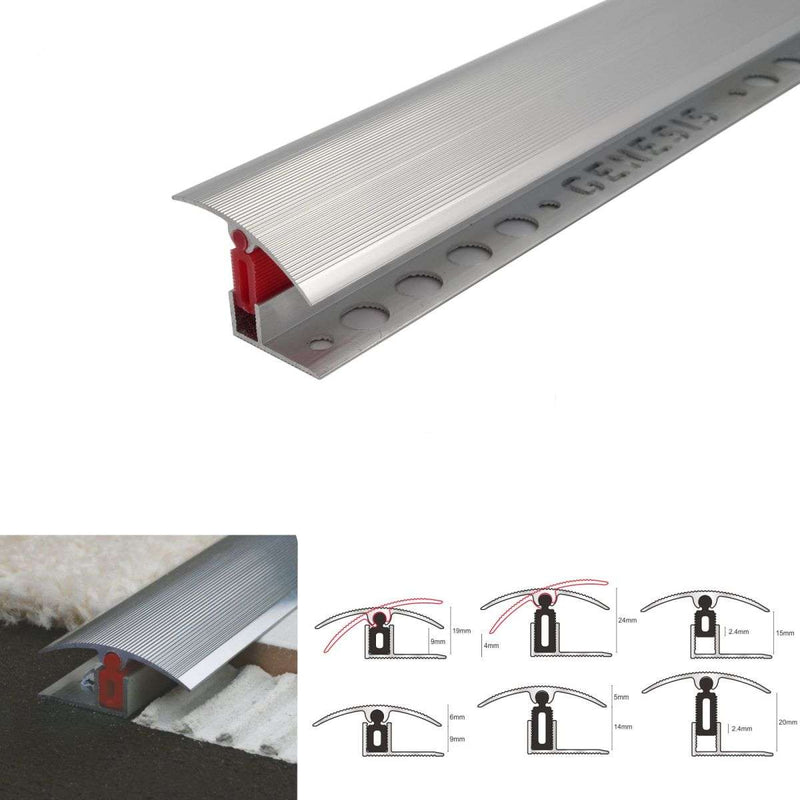 Premium 40mm Aluminium Door Threshold Trim byAdjustable Easy Fit Ideal for Wood Laminate & Tile Floors