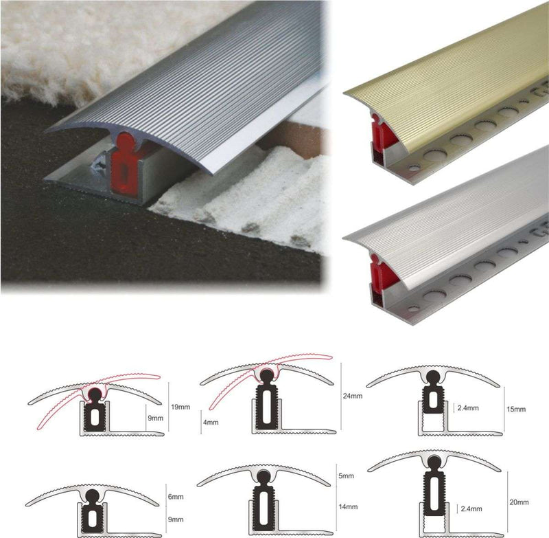 Premium 40mm Aluminium Door Threshold T Bar Trim Adjustable Height Easy Clip System Perfect for Wood Laminate Tile Flooring High-Performance & Durable Must-Have for Professionals!