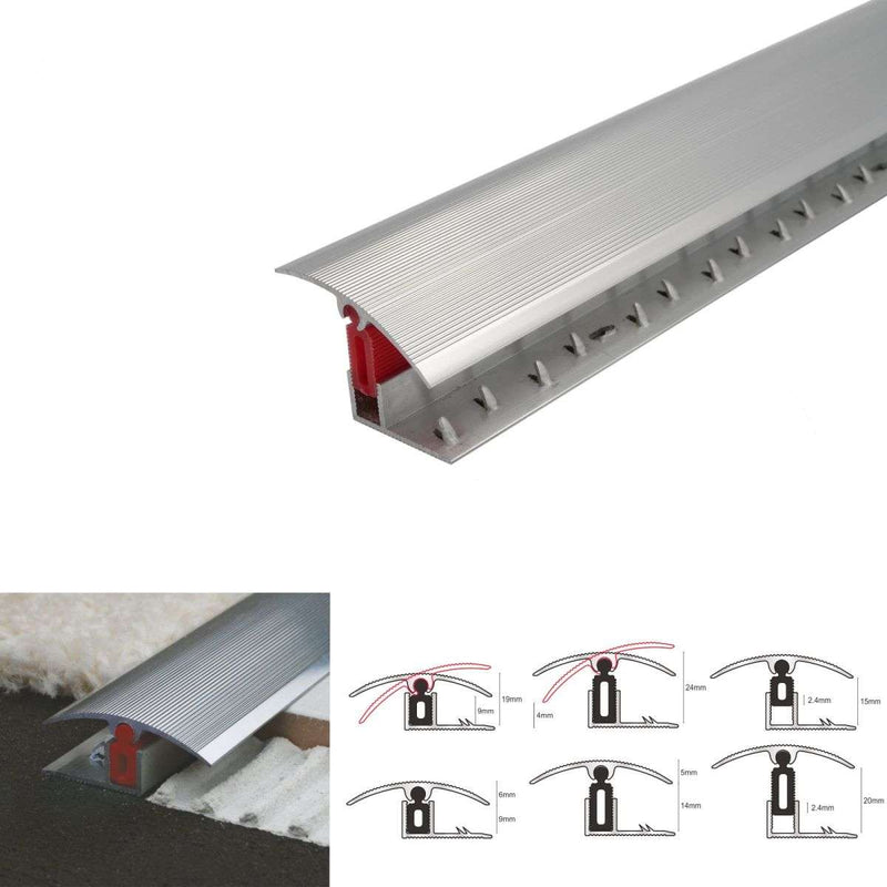 Premium 40mm Adjustable Aluminium Threshold Strip High-Performance Easy Installation for Carpet to Tile Wood & Laminate