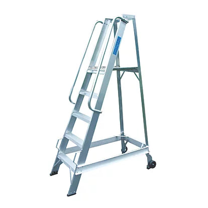 High Performance Silver Aluminium 5 Podium Steps For Warehouse Use - 1.22m