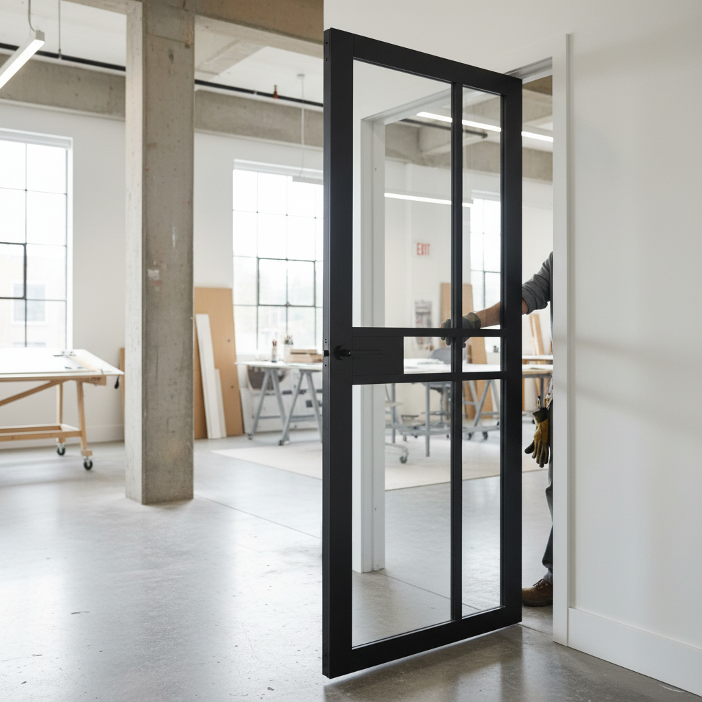 Premium Internal Fully Finished Studio 1 Panel 5 Light Clear Glass Door with Customizable Fit and Elegant Black Finish