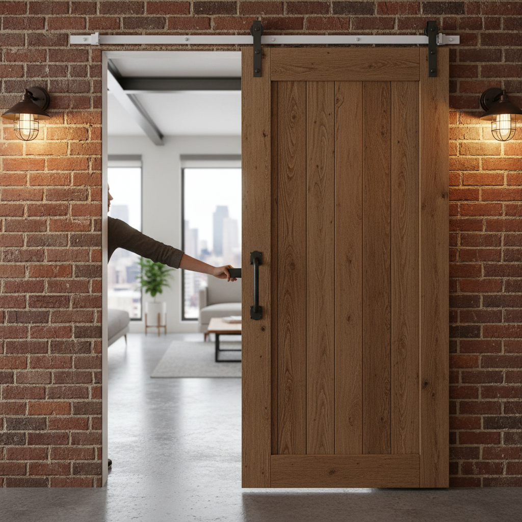 Premium Face Mounted Sliding Barn Door Track 1.98m with White Powder-Coated Finish for Doors Up to 100kg