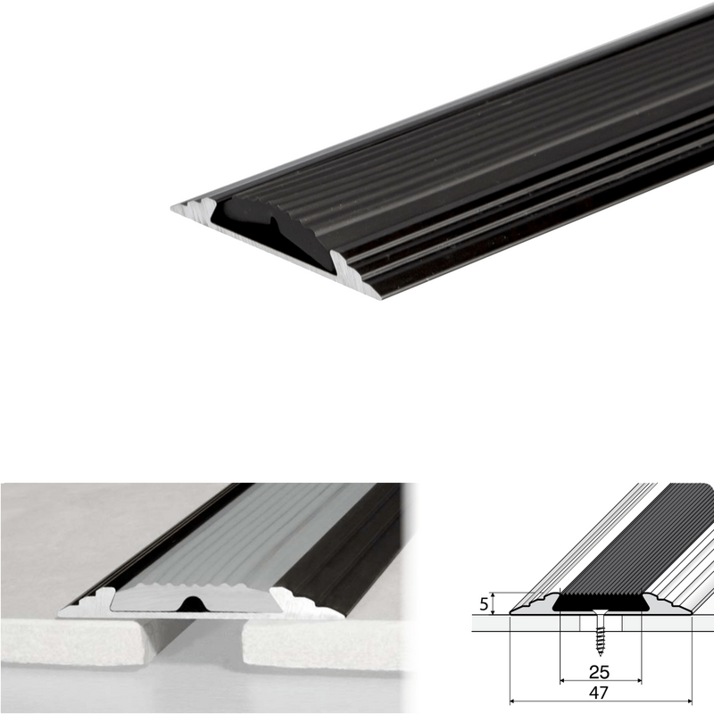 High-Performance 50mm Anodised Aluminium Non-Slip Door Threshold Strip Durable Easy Install for Floors & Stairs Premium Quality Invisible Finish