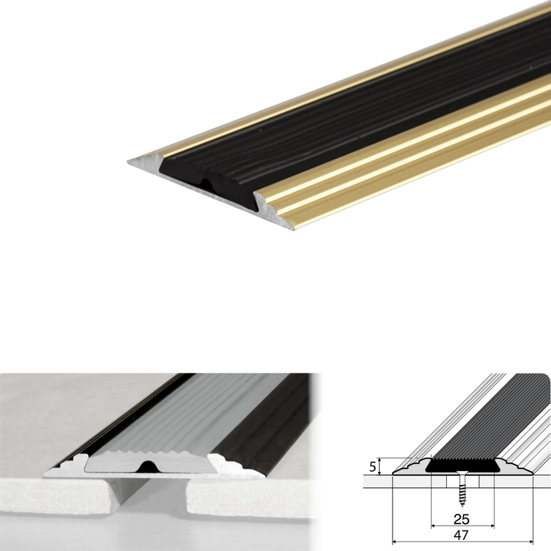 High-Performance 50mm Anodised Aluminium Non-Slip Door Threshold Strip Durable Easy Install for Floors & Stairs Premium Quality Invisible Finish