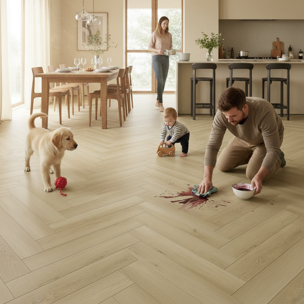 Herringbone Rigid Core Vinyl Flooring 5mm with UV Coating