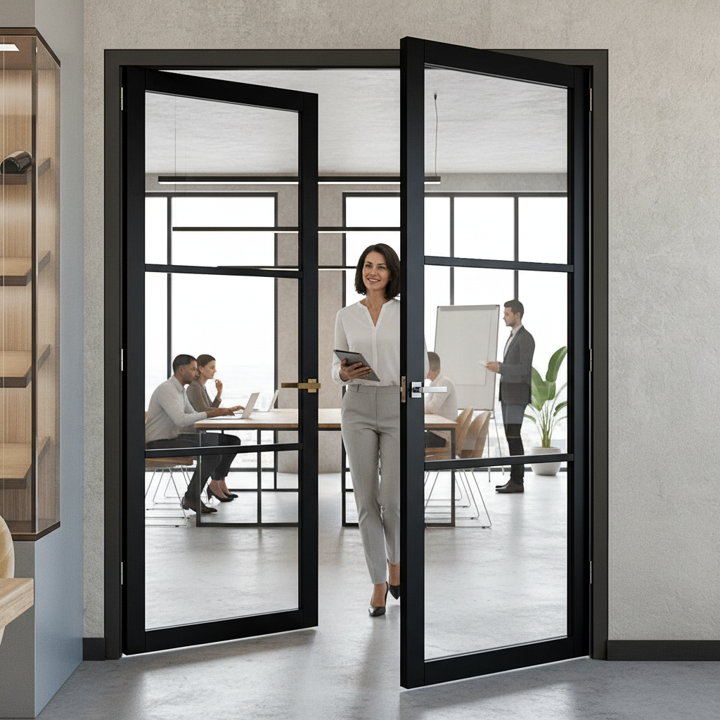 Premium Custom Made Industrial Style Door Pair with Clear Glazing, Solid Softwood Core, and 10-Year Warranty