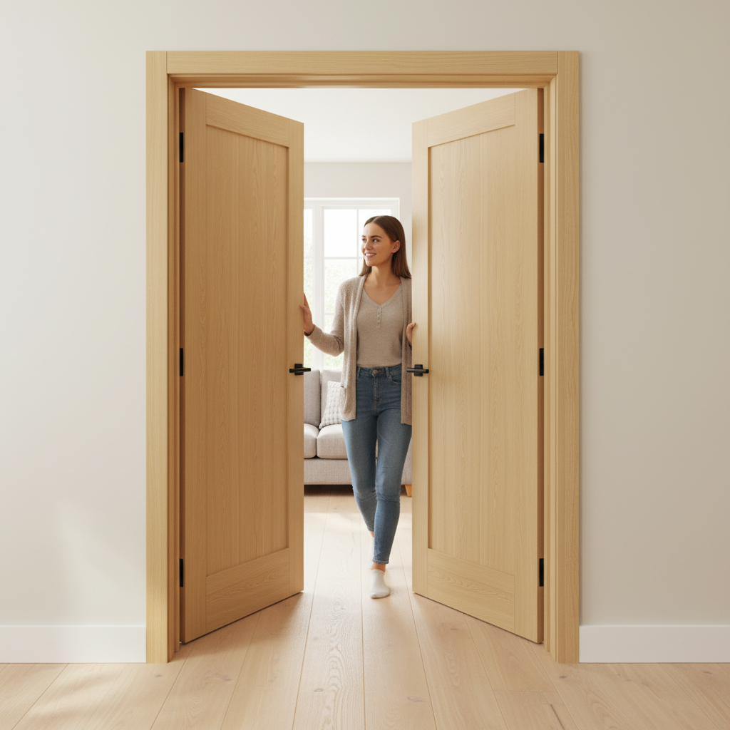 Softwood Internal Pair Door Lining - Customizable Frame f...