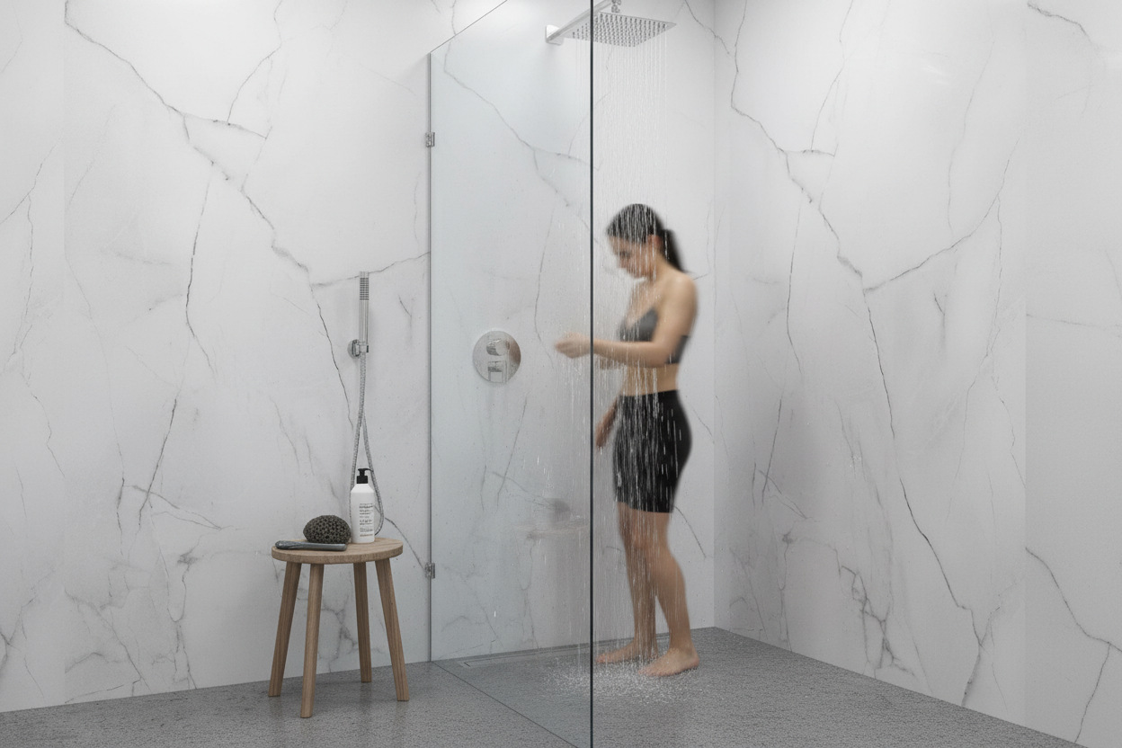 Waterproof Wall Panelling 2420 x 600mm - Durable Marble E...