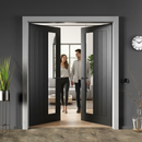 Fully Finished Oak Pair Door with Offset Clear Glass Pane...