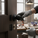 Round Reeded Mortice Door Knob Set - Chic Matt Black Finish