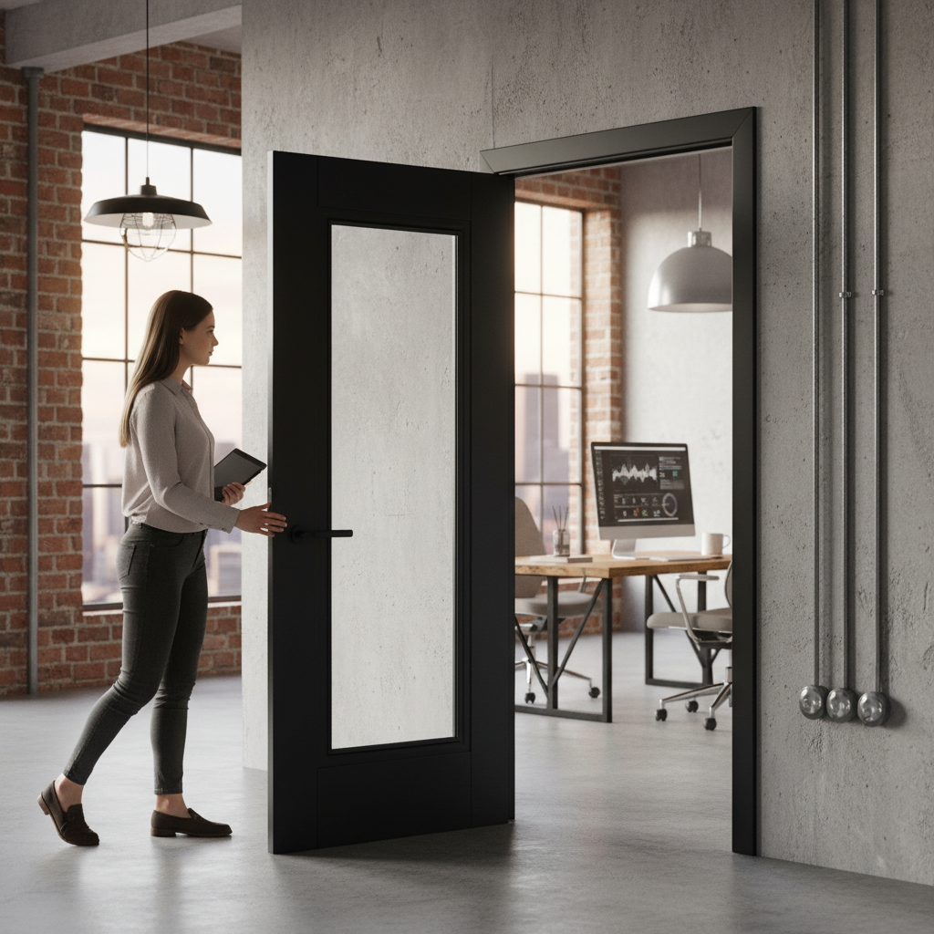 Premium Internal Fully Finished Black Lancaster 1 Light Clear Glass Door - Solid Core with Trimming Capability