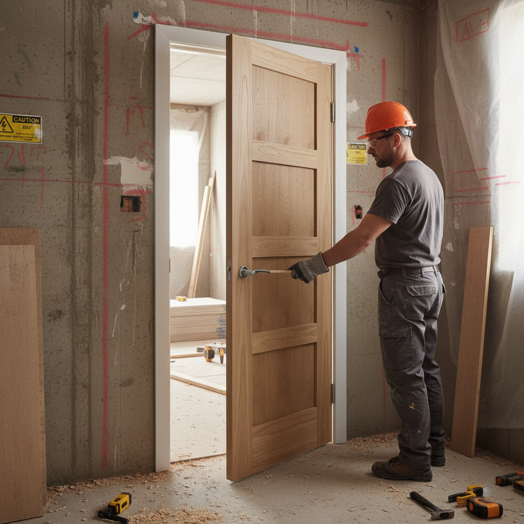 Premium Unfinished Internal Shaker 4 Panel Door with Solid Core and Customizable Finish