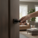 Designer Square Lever Door Handle in Matt Black Finish