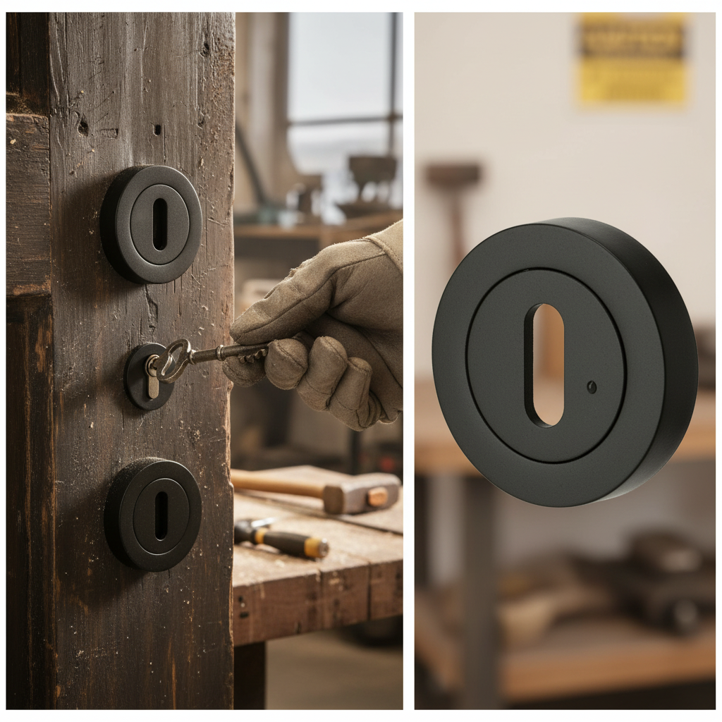 Round Key Escutcheon Pair in Matt Black Finish