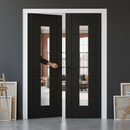 Internal Black Finished Oak Door Pair with Clear Glass Li...