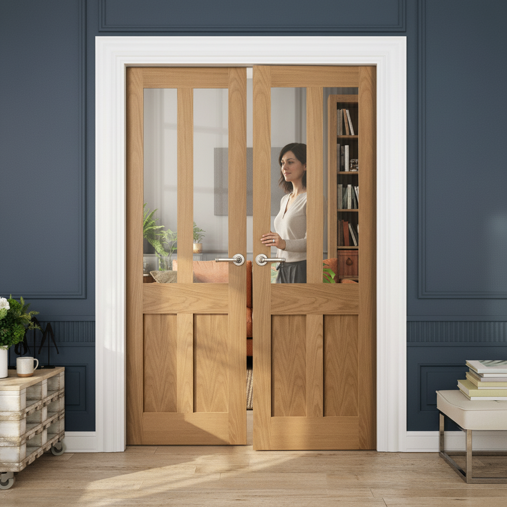 Internal Oak Unfinished Victorian Shaker 2 Panel 2 Light ...