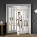 Internal White Primed Ashton 3 Light Obscure Glass Pair Door