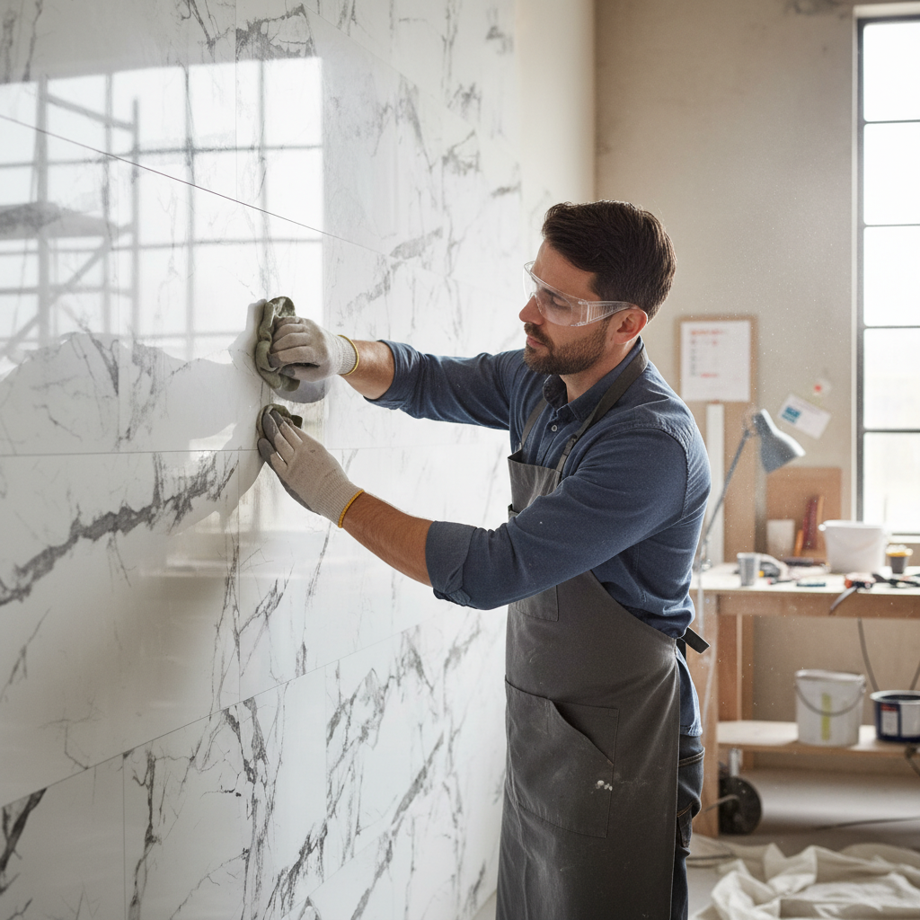 White Marble Stone Effect Wall Panelling