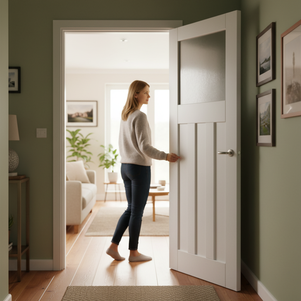 Internal White 1930's DX Door with Obscure Glass Panel