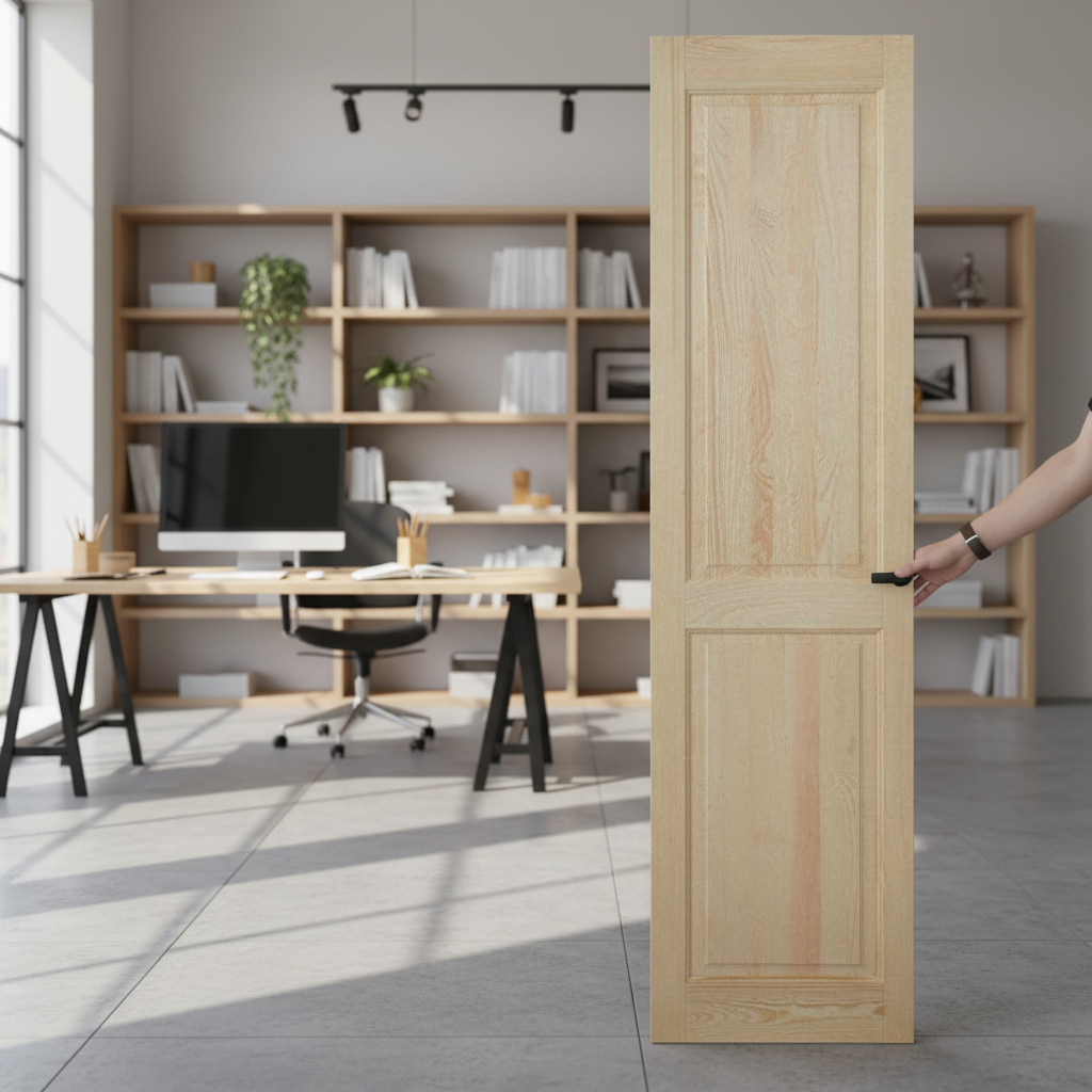 Premium Clear Pine Unfinished Bi-Fold Door with Solid Core and 4 Panel Design for Custom Finishing