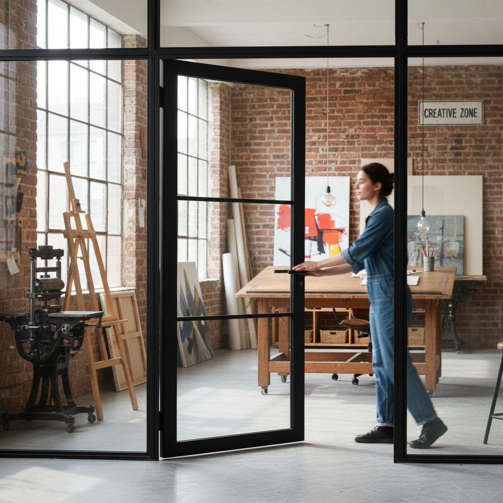 Internal Fully Finished Industrial Studio Door with Clear...