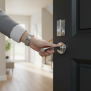 Polished Chrome Lever On Round Rose Handle Set | Hinges & Lock Included | Interior