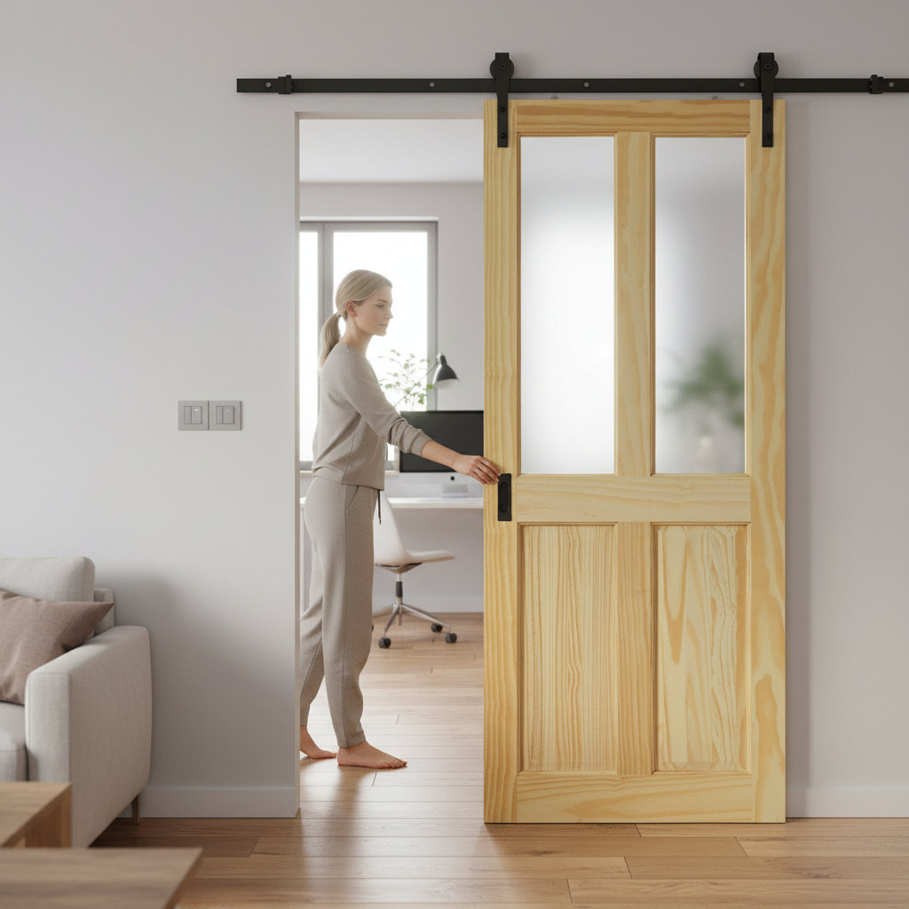 Clear Pine Internal Unfinished 2 Panel Sliding Door