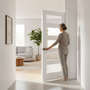 White Primed Internal 5-Light Clear Glass Door | Solid Engineered Core | Modern Interiors