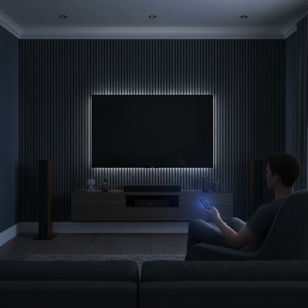 Immersive Acoustic Wall Panelling 21mm with Dark Grey Finish
