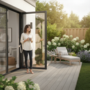 Matt Black Aluminium External French Patio Door with Clea...