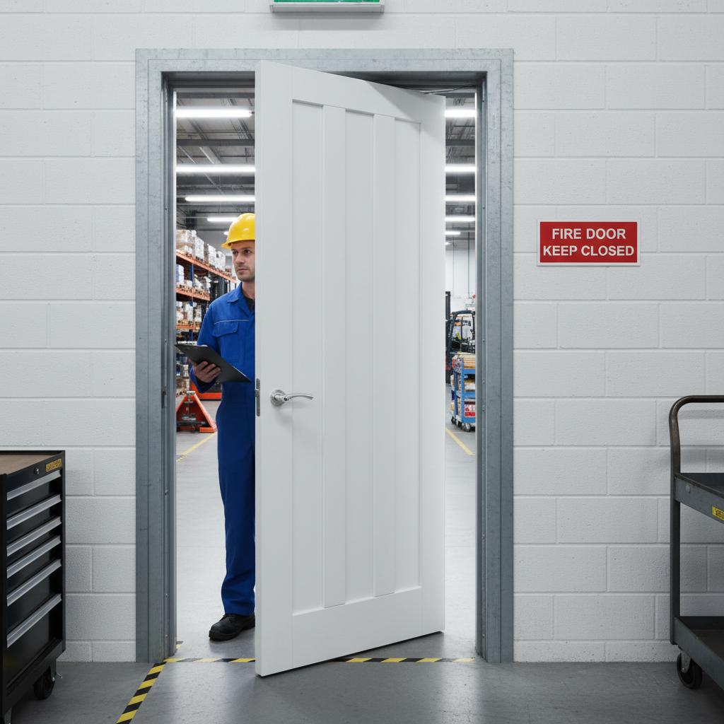 Premium Internal Primed 3 Panel FD30 Fire Door - Solid Core, White Finish, 30 Minutes Fire Protection