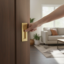 Rectangular Flush Pull Handle - Stylish Satin Brass Finish