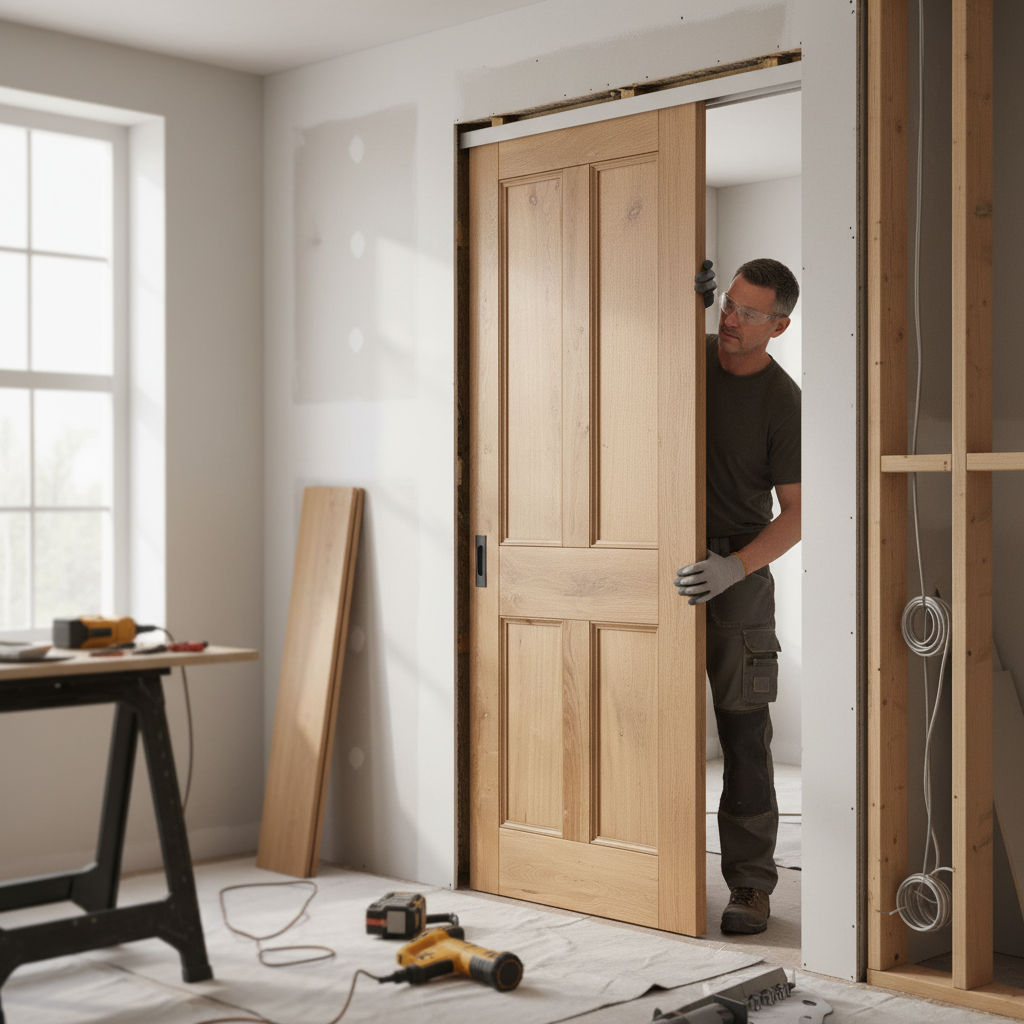 Rustic Oak Fully Finished Internal Victorian 4 Panel Fram...