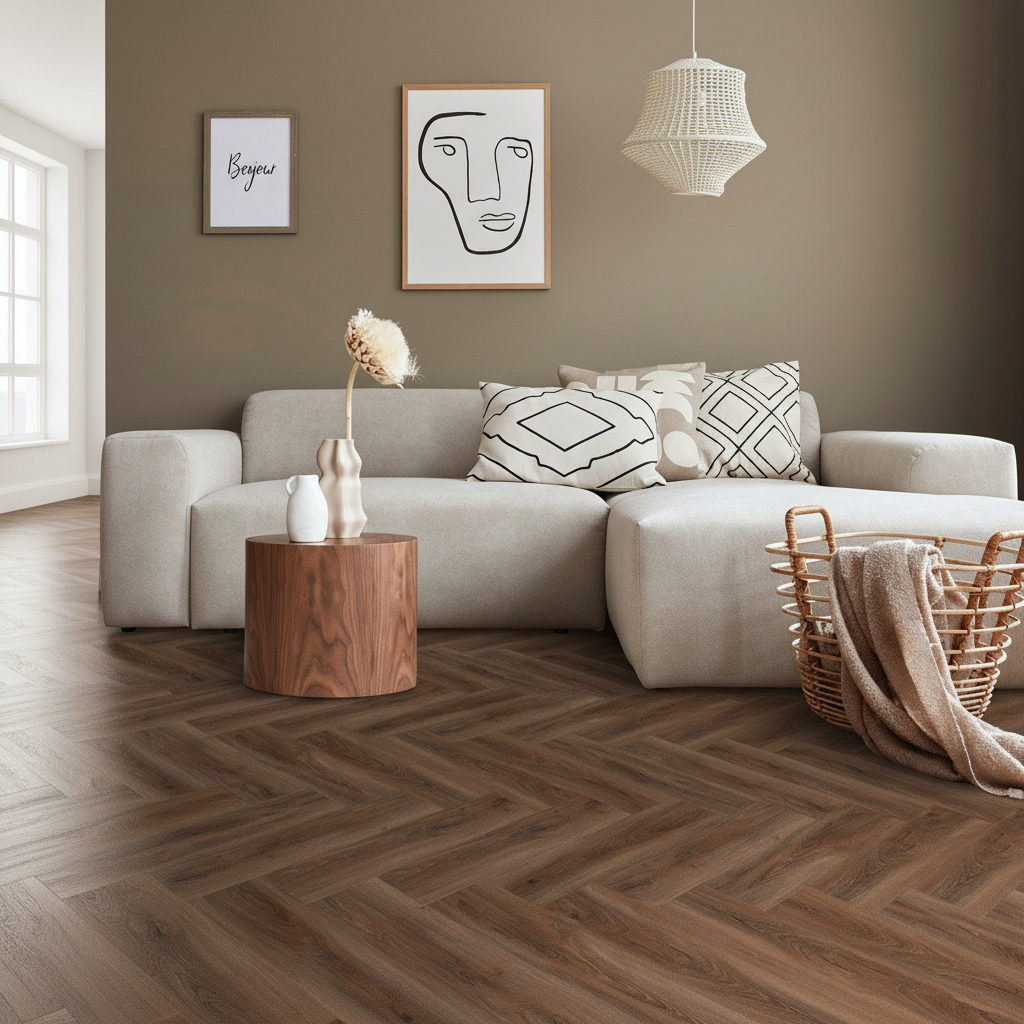 Premium Heavy Duty Herringbone Vinyl Flooring - 5.5mm Rigid Core with Waterproof Surface and Valinge 5G-i Click System