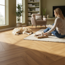 Premium 12mm Laminate Herringbone Flooring with Cork Underlay - Warm Harvest Oak Finish